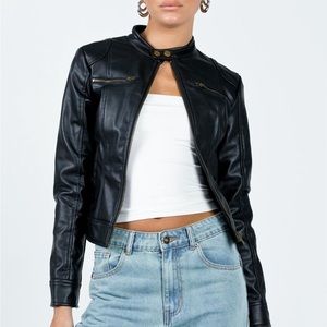 Pottsville Faux Leather Moto Jacket Black- sold on Revolve and other websites